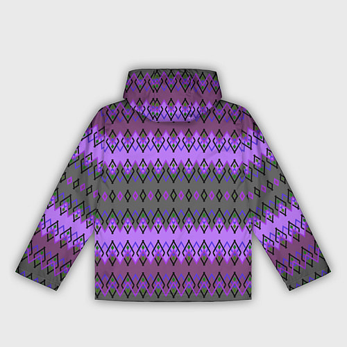 Женская ветровка Серо-фиолетовый этнический геометрический узор / 3D-Белый – фото 2