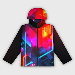 Ветровка с капюшоном женская Neon stripes color, цвет: 3D-черный