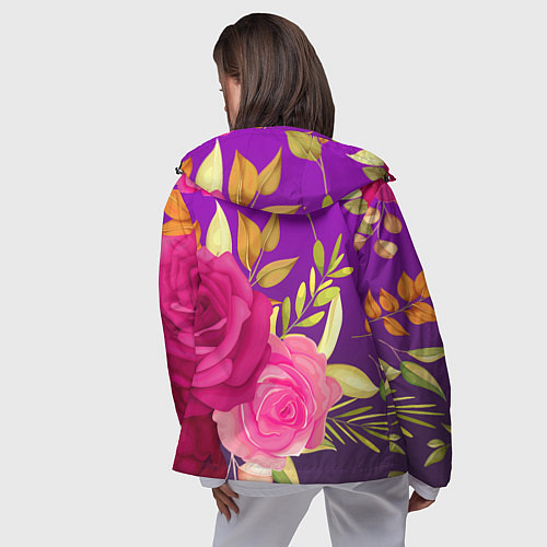 Женская ветровка Композиция из роз / 3D-Черный – фото 4