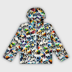 Ветровка с капюшоном женская Акварельные черепа, цвет: 3D-белый