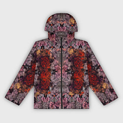 Ветровка с капюшоном женская Розы и сирень, цвет: 3D-черный