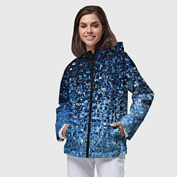 Ветровка с капюшоном женская Геометрическое множество синих кубов, цвет: 3D-черный — фото 2