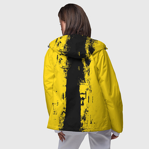 Женская ветровка Вертикальная черно-желтая полоса Cyberpunk 2077 / 3D-Черный – фото 4