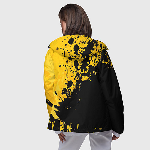Женская ветровка Пятна черной краски на желтом фоне / 3D-Черный – фото 4