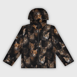 Ветровка с капюшоном женская Паттерн из котов, цвет: 3D-черный
