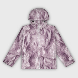 Ветровка с капюшоном женская Текстура розовый пушок, цвет: 3D-белый