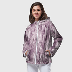 Ветровка с капюшоном женская Текстура розовый пушок, цвет: 3D-белый — фото 2