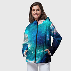 Ветровка с капюшоном женская Звёздная Вселенная, цвет: 3D-черный — фото 2