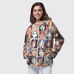 Ветровка с капюшоном женская Anime hentai ahegao manga, цвет: 3D-белый — фото 2