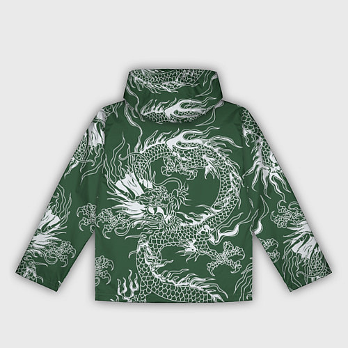 Женская ветровка Татуировка дракона на зеленом фоне / 3D-Белый – фото 2