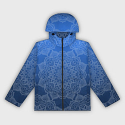Ветровка с капюшоном женская Мандала на градиенте синего цвета, цвет: 3D-черный