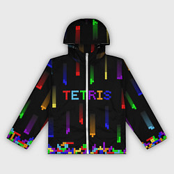 Ветровка с капюшоном женская Falling blocks tetris, цвет: 3D-белый