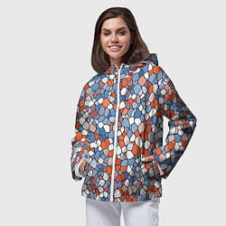 Ветровка с капюшоном женская Красочная мозаика, цвет: 3D-белый — фото 2