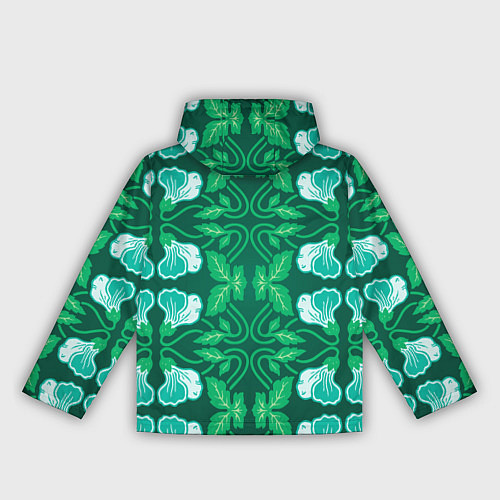 Женская ветровка Зелёный цветочный паттерн / 3D-Черный – фото 2