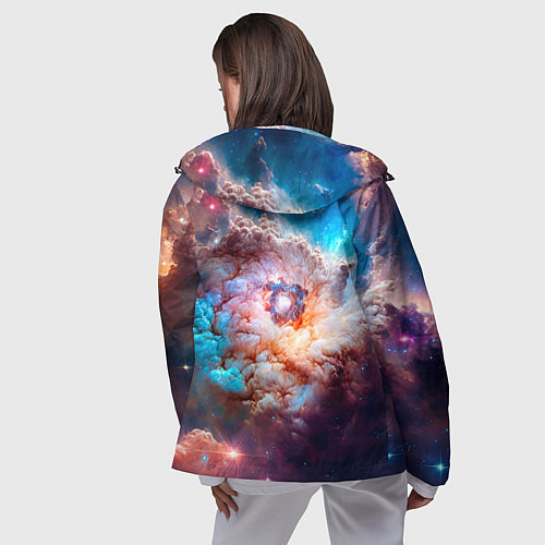 Женская ветровка Небула в космосе в голубо-розовых тонах - нейронна / 3D-Черный – фото 4