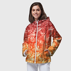Ветровка с капюшоном женская Огненная татуировка с элементами дракона, цвет: 3D-белый — фото 2