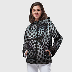 Ветровка с капюшоном женская Металлический спрут, цвет: 3D-черный — фото 2