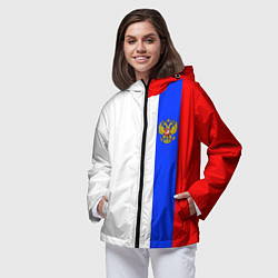 Ветровка с капюшоном женская Цвета России - герб, цвет: 3D-черный — фото 2