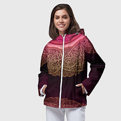 Ветровка с капюшоном женская Пылающий орнамент, цвет: 3D-белый — фото 2