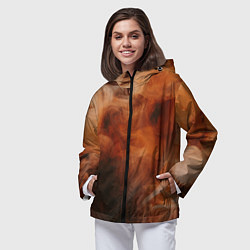 Ветровка с капюшоном женская Оранжевый абстрактный дым, цвет: 3D-черный — фото 2