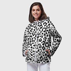 Ветровка с капюшоном женская Черные леопардовые пятна, цвет: 3D-белый — фото 2