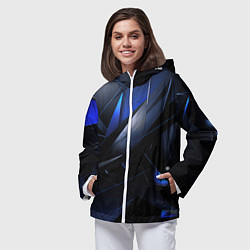 Ветровка с капюшоном женская Blue black background, цвет: 3D-белый — фото 2