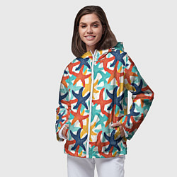 Ветровка с капюшоном женская Морские звезды, цвет: 3D-белый — фото 2
