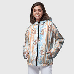 Ветровка с капюшоном женская Милые ленивцы, цвет: 3D-черный — фото 2