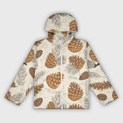 Ветровка с капюшоном женская Шишки, цвет: 3D-белый