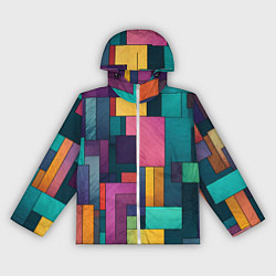 Ветровка с капюшоном женская Современные геометрические фигуры, цвет: 3D-белый