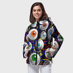 Ветровка с капюшоном женская Глазы, цвет: 3D-черный — фото 2