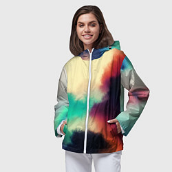 Ветровка с капюшоном женская Пелена облаков, цвет: 3D-белый — фото 2