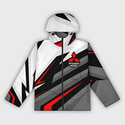 Ветровка с капюшоном женская Mitsubishi motors - красная линия, цвет: 3D-черный