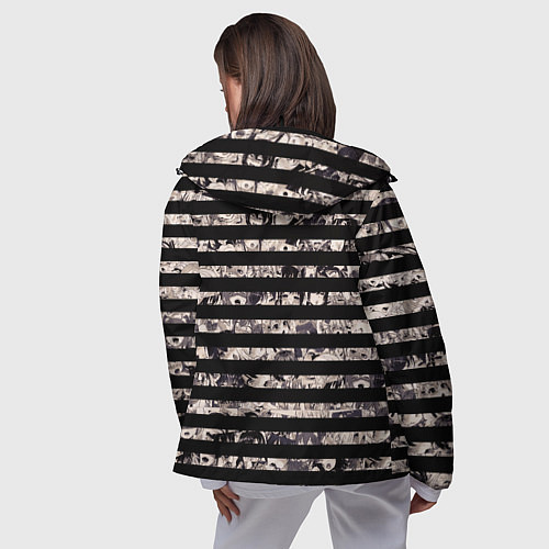 Женская ветровка В полоску с ахегао / 3D-Черный – фото 4