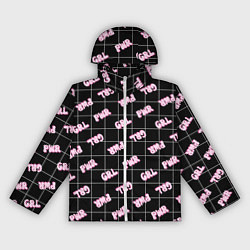 Ветровка с капюшоном женская Girl power - черный в клетку, цвет: 3D-белый