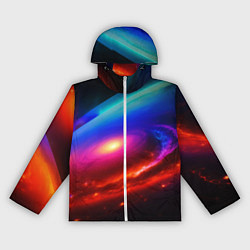 Ветровка с капюшоном женская Неоновая галактика, цвет: 3D-белый