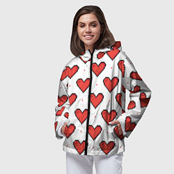 Ветровка с капюшоном женская Pixel heart, цвет: 3D-черный — фото 2