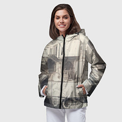 Ветровка с капюшоном женская Футуристическая архитектура будущего, цвет: 3D-черный — фото 2