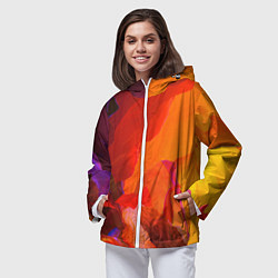 Ветровка с капюшоном женская Красно-оранжевый камень, цвет: 3D-белый — фото 2