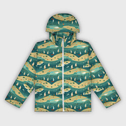 Ветровка с капюшоном женская Парусники в море, цвет: 3D-белый