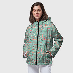 Ветровка с капюшоном женская Маленькие кораблики, цвет: 3D-черный — фото 2