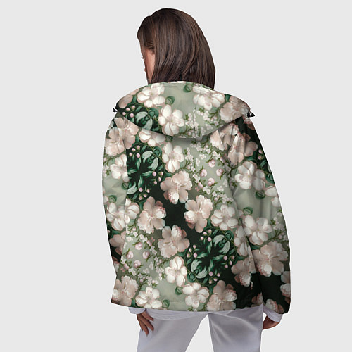 Женская ветровка Нежные розовые цветочки / 3D-Черный – фото 4