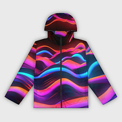 Ветровка с капюшоном женская Неоновые фиолетовые волны, цвет: 3D-черный