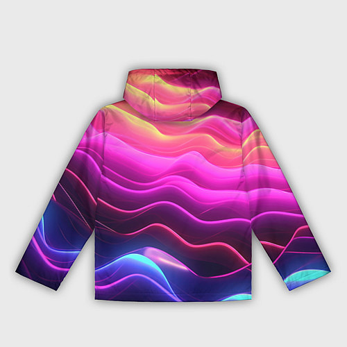 Женская ветровка Розовые и фиолетовые неоновые волны / 3D-Черный – фото 2