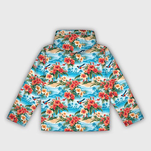 Женская ветровка Гавайский стиль летние цветы / 3D-Черный – фото 2
