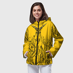 Ветровка с капюшоном женская Киберпанк Yellow-Black, цвет: 3D-черный — фото 2