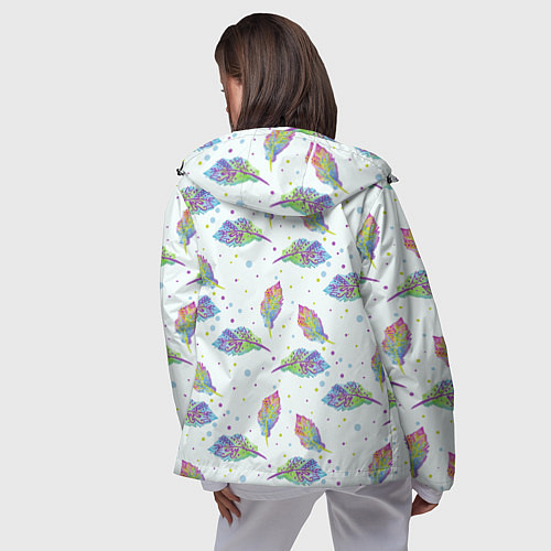 Женская ветровка Цветные листочки / 3D-Черный – фото 4