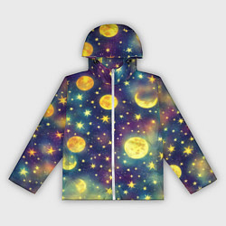 Ветровка с капюшоном женская Космос, Луна и Солнце, цвет: 3D-белый