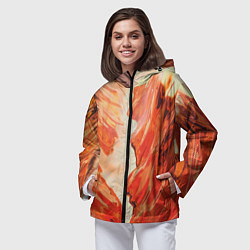 Ветровка с капюшоном женская Бежевые и красные краски, цвет: 3D-черный — фото 2