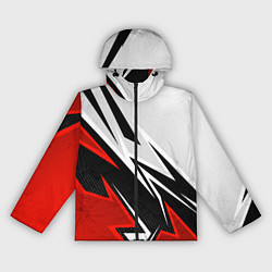 Ветровка с капюшоном женская Бело-красная униформа для зала, цвет: 3D-черный